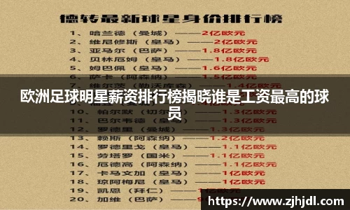 欧洲足球明星薪资排行榜揭晓谁是工资最高的球员